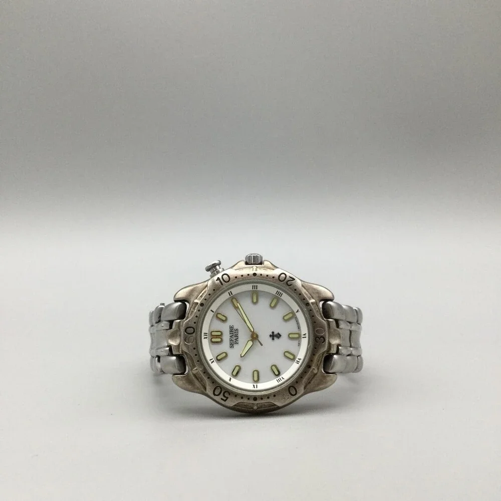 Seiko Alba Sefaire Paris Mens Watch 37mm Silver Tone V671-6010 New Battery 6.5